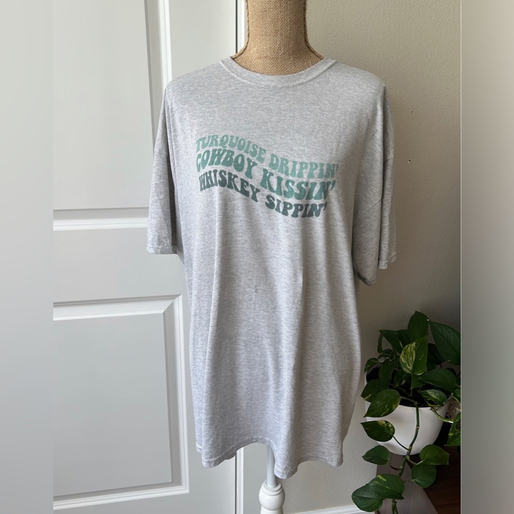 Turquoise Drippin Western Plus Size Tshirt